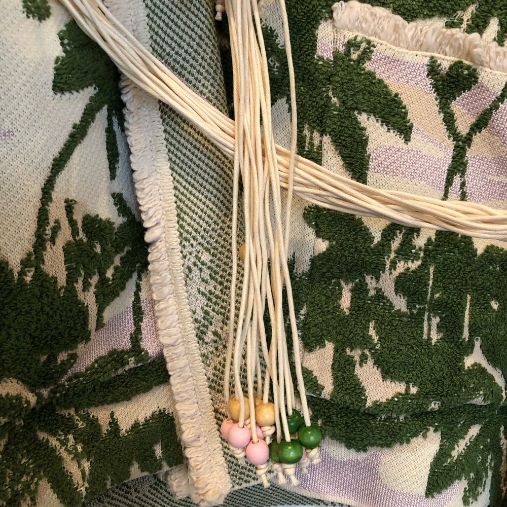 Maje Aloha Belted Cardigan Size 2 Medium Palm Tree Motifs - Picture 7 of 13